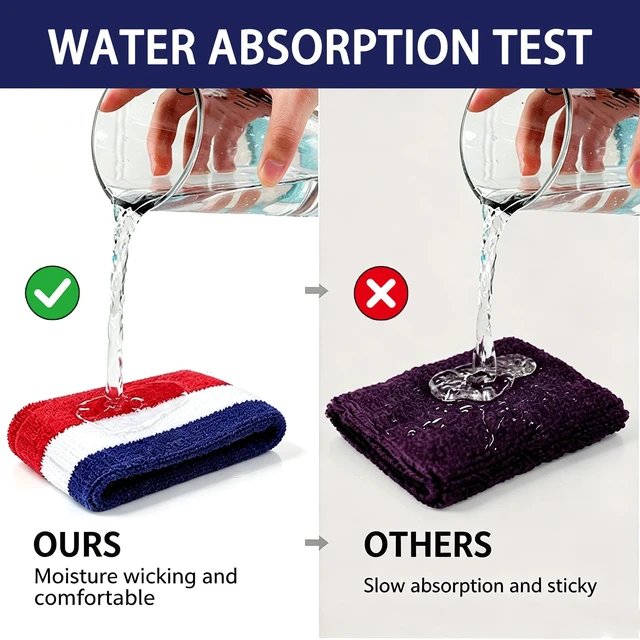 Alt view image 5 of 7 - Sweat Bands for Wrists,Tennis Wristband Absorbing Cotton Terry Cloths,Arm Sweat Bands for Women Men, Wrist Band for Football Basketball Running,Colorful