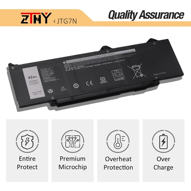 Alt view image 5 of 7 - 42Wh JTG7N GRWKG Battery for Dell Latitude 5340 5350 5440 5450 5540 5550 7455 3340 3440 3450 3540 3550 Precision 3480 3490 3580 3590 inspiron 14 Plus 7441 R73TC DR02P 542WP 7RDGP 803W6 11.4V 3-Cell