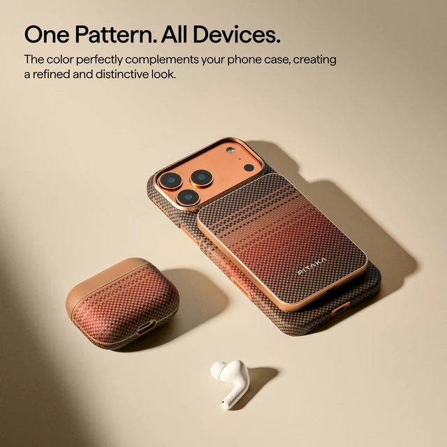 Alt view image 5 of 7 - for AirPods Pro 3 Case MagSafe, Leather & Aramid Woven, Sunset Slim-Fit Shockproof Protective AirPods Pro 3 Case Cover, Compatible with MagSafe, Premium Leather & Aramid Fiber Woven