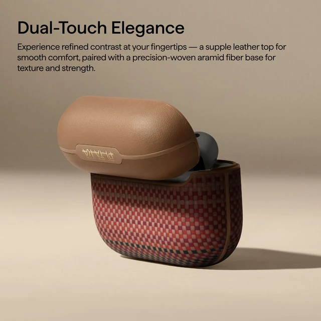 Alt view image 2 of 7 - for AirPods Pro 3 Case MagSafe, Leather & Aramid Woven, Sunset Slim-Fit Shockproof Protective AirPods Pro 3 Case Cover, Compatible with MagSafe, Premium Leather & Aramid Fiber Woven