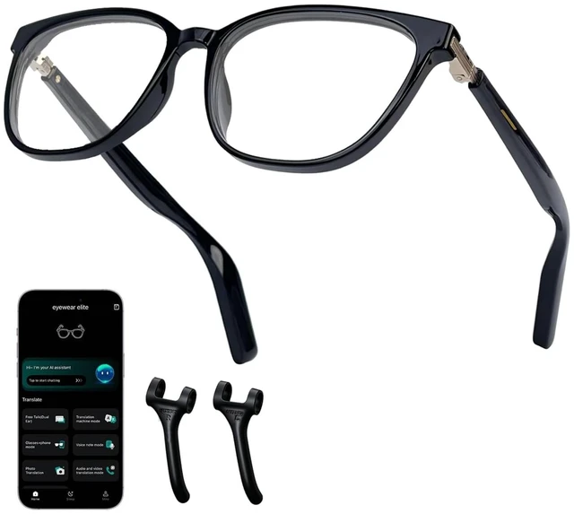 Main image of Al Smart Glasses for Men Women with Real-Time Translation Color-Change Lens, Music & Calls w/Bluetooth 5.4, Al Voice & Meeting Assistant, Lightweight & Comfortable, Thin Temples