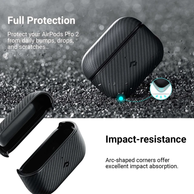 Alt view image 4 of 7 - for AirPods Pro 2 Case MagSafe, Aramid Fiber Woven, Black Slim-Fit Shockproof Protective AirPods Pro 2 Case Cover, Compatible with MagSafe, Premium Aramid Fiber Woven