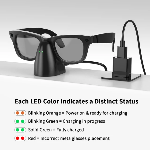 Alt view image 3 of 6 - Upgraded Charging Dock Stand for Ray Ban Meta Smart Glasses, Fully Compatible with Wayfarer, Headliner, Skyler Gen 1 & Gen 2, Stable Charging, Not Compatible with Oakley HSTN & Display Models