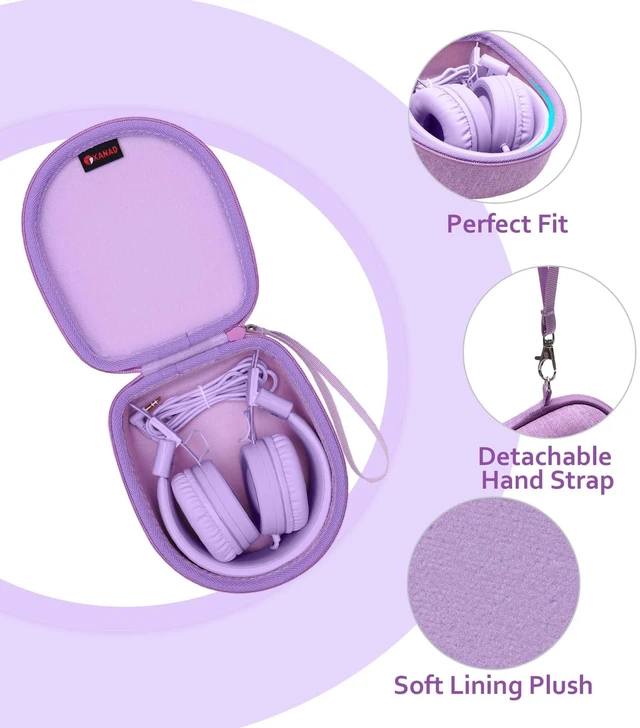 Alt view image 2 of 6 - Kids Headphones Case for iClever/Noot/Acer Etc Headphone,Purple(Case Only) for iClever BTH12 HS19 BTH20 BTH26/Candy Bila/Noot Products/MIDOLA/JoySpark/Acer/ADOOPE/LORELEI/JBL/EarFun/ Etc Kid Headphone