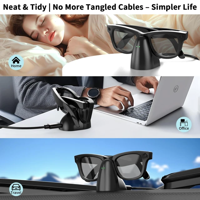 Alt view image 6 of 6 - Upgraded Charging Dock Stand for Ray Ban Meta Smart Glasses, Fully Compatible with Wayfarer, Headliner, Skyler Gen 1 & Gen 2, Stable Charging, Not Compatible with Oakley HSTN & Display Models