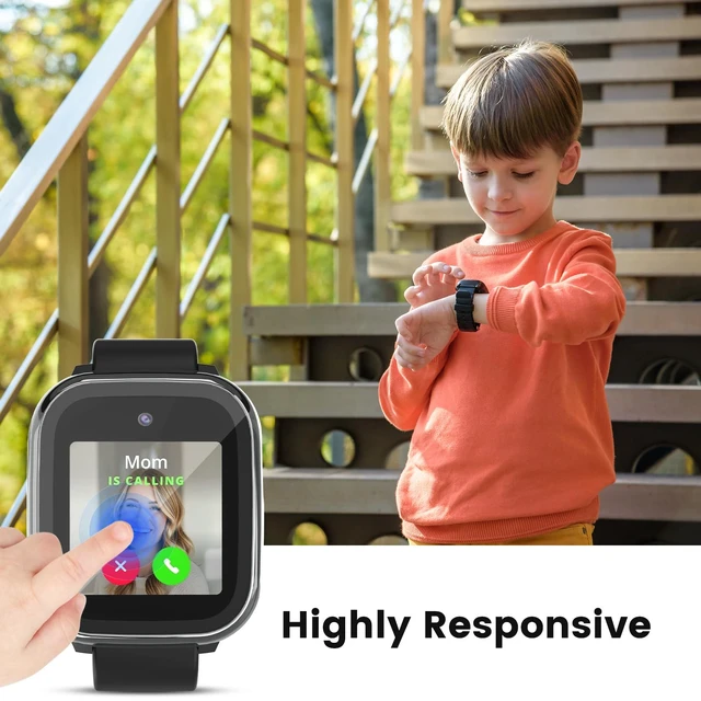 Alt view image 5 of 7 - Compatible with Cosmo JrTrack 5 Screen Protector, 2 Pack Hard PC Case with HD Clear Tempered Glass Screen Protector for Cosmo JrTrack 5 Watch for Kids Boys Girls