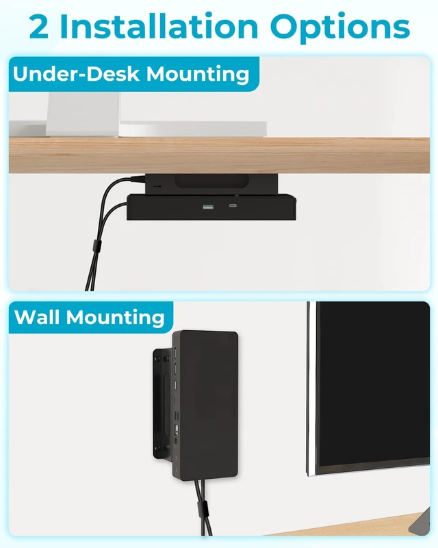 Alt view image 3 of 7 - Metal Mount for Dell Docking Station Under Desk and Wall Mount for Dell UD22 WD19 WD19S WD22TB4 WD19TBS WD25 SD25 Series Dock & Power Adapter Mounting Bracket for Laptop Dock with Cable Ties
