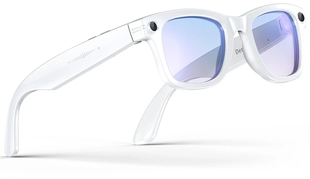 Main image of White AI Camera Glasses, Blue Light Lens 8MP 4K Camera, Translation & Voice Control, Video & Audio Recording, IP67 Bluetooth Glasses, Business & Outdoor