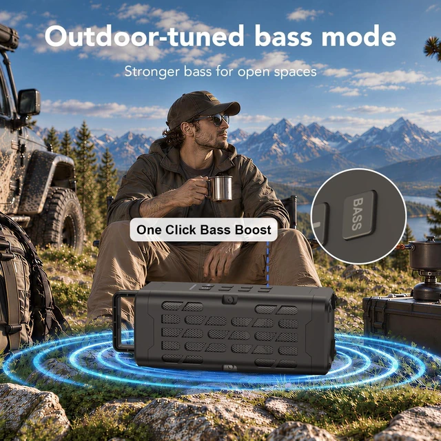 Alt view image 5 of 7 - Portable Bluetooth Speaker, Rugged Magnetic, Waterproof, Wireless Magnetic Outdoor Speakers for Golf Carts & Car, Bass Boost, HD Sound, IP67, BT6.0, 24H, for Camping, Hiking, Jobsite, Travel