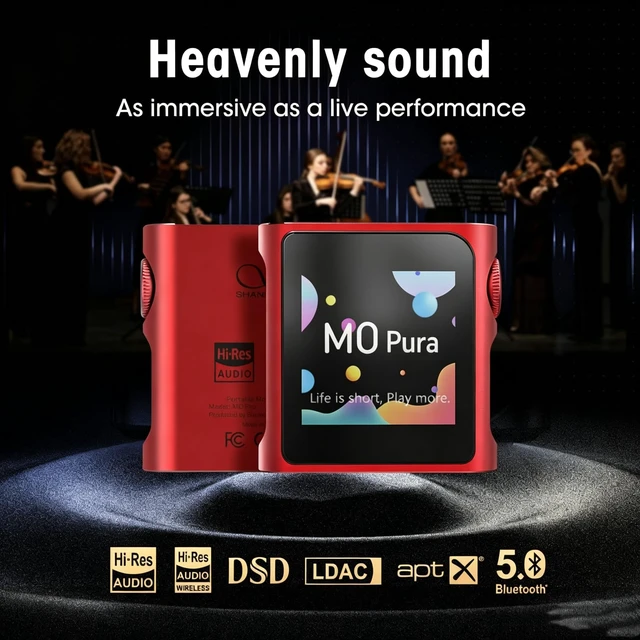Alt view image 3 of 7 - Hi-Res Portable MP3 Player, M0 Pro Bluetooth Music Player, Support USB Type-C 3.5mm Jack, 1.54" HD Touch Screen, 8-Hour Long Lasting Battery, Compact Digital Audio Player, Red