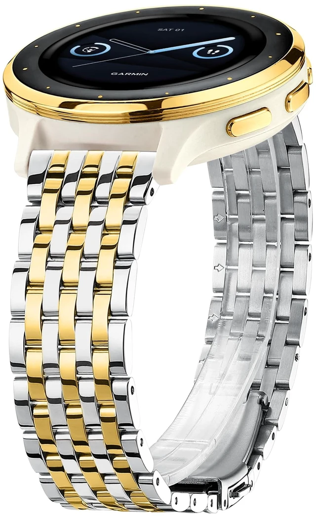 Main image of 18mm Dressy Watch Bands for Garmin Venu 2s Venu 3s Venu 4 (41mm) Vivoactive 4s Vivoactive 3s Forerunner 255S / 255S Music Forerunner 265S, 18mm Stainless Steel Watch Bands for Garmin Watch for Women