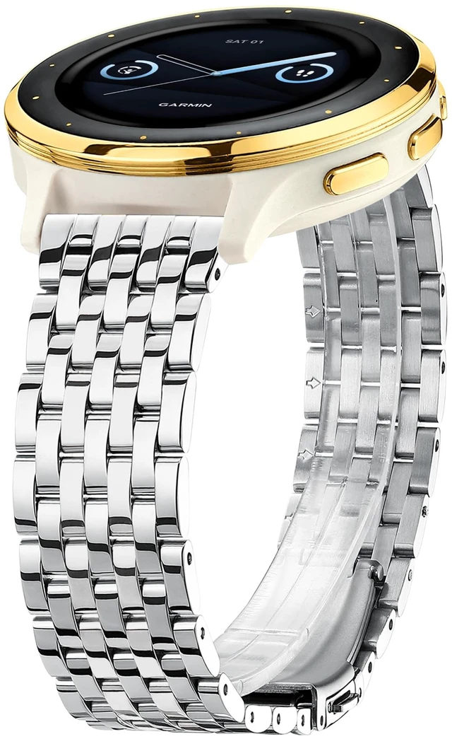 Main image of 18mm Dressy Watch Bands for Garmin Venu 2s Venu 3s Venu 4 (41mm) Vivoactive 4s Vivoactive 3s Forerunner 255S / 255S Music Forerunner 265S, 18mm Stainless Steel Watch Bands for Garmin Watch for Women