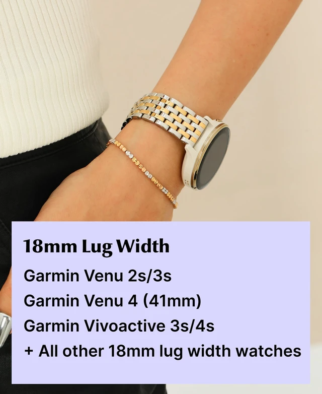 Alt view image 6 of 7 - 18mm Dressy Watch Bands for Garmin Venu 2s Venu 3s Venu 4 (41mm) Vivoactive 4s Vivoactive 3s Forerunner 255S / 255S Music Forerunner 265S, 18mm Stainless Steel Watch Bands for Garmin Watch for Women