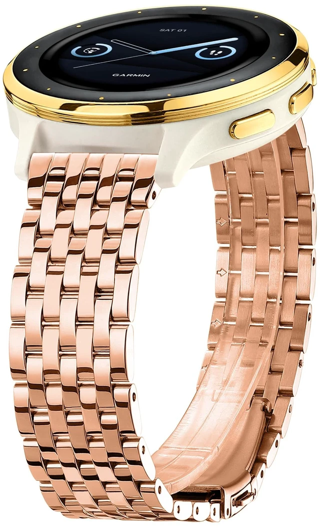 Main image of 18mm Dressy Watch Bands for Garmin Venu 2s Venu 3s Venu 4 (41mm) Vivoactive 4s Vivoactive 3s Forerunner 255S / 255S Music Forerunner 265S, 18mm Stainless Steel Watch Bands for Garmin Watch for Women