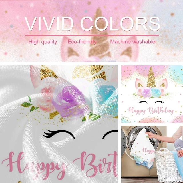 Alt view image 5 of 6 - Unicorn Birthday Decorations Backdrop for Girls Party 6x4ft Pastel Rainbow Glitter Stars Dots Happy Birthday Banner Photo Booth Props