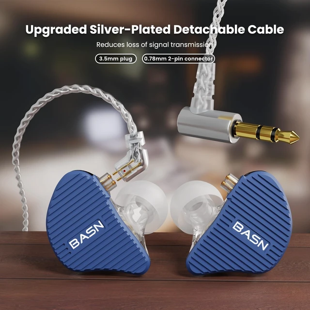 Alt view image 4 of 7 - Mix-PD in Ear Monitor,Planar Driver+Dynamic Driver 2-Pin Cable,Blue Two Mixed Drivers IEM with CNC Crafted Metal Cover, Wired Detachable 0.78mm 2-Pin Silver Plated OFC Cable for Musicians