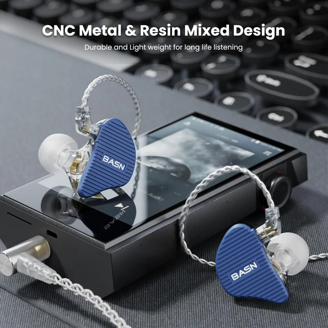 Alt view image 5 of 7 - Mix-PD in Ear Monitor,Planar Driver+Dynamic Driver 2-Pin Cable,Blue Two Mixed Drivers IEM with CNC Crafted Metal Cover, Wired Detachable 0.78mm 2-Pin Silver Plated OFC Cable for Musicians
