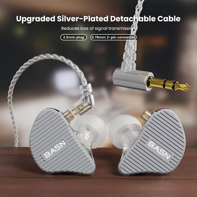 Alt view image 4 of 7 - Mix-PD in Ear Monitor,Planar Driver+Dynamic Driver 2-Pin Cable,Grey Two Mixed Drivers IEM with CNC Crafted Metal Cover, Wired Detachable 0.78mm 2-Pin Silver Plated OFC Cable for Musicians