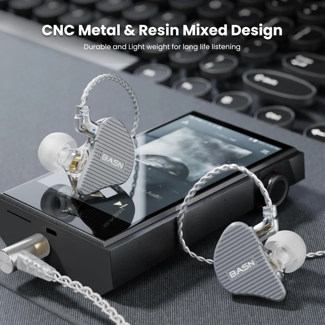 Alt view image 5 of 7 - Mix-PD in Ear Monitor,Planar Driver+Dynamic Driver 2-Pin Cable,Grey Two Mixed Drivers IEM with CNC Crafted Metal Cover, Wired Detachable 0.78mm 2-Pin Silver Plated OFC Cable for Musicians