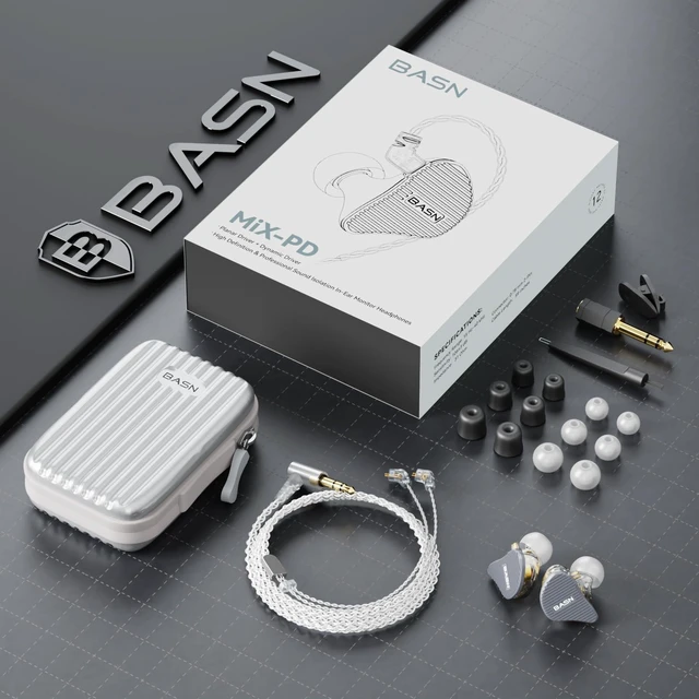 Alt view image 7 of 7 - Mix-PD in Ear Monitor,Planar Driver+Dynamic Driver 2-Pin Cable,Grey Two Mixed Drivers IEM with CNC Crafted Metal Cover, Wired Detachable 0.78mm 2-Pin Silver Plated OFC Cable for Musicians