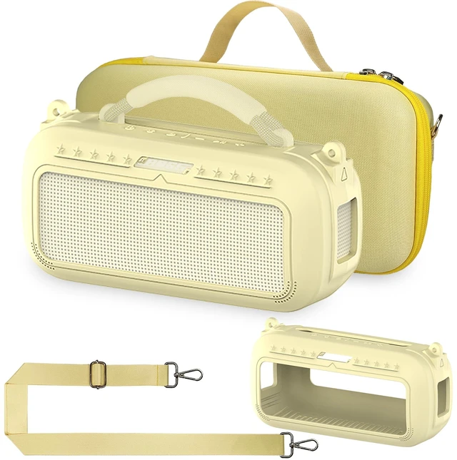 Main image of Protective Case for Bose SoundLink Max Portable Bluetooth Speaker Accessories Hard Carrying Case and Silicone Cover Combo with Carrying Strap (Citrus Yellow)