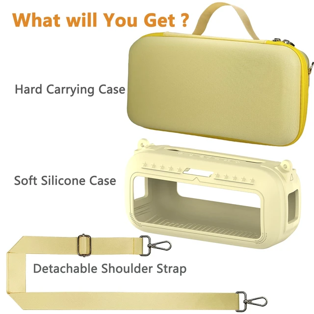 Alt view image 2 of 7 - Protective Case for Bose SoundLink Max Portable Bluetooth Speaker Accessories Hard Carrying Case and Silicone Cover Combo with Carrying Strap (Citrus Yellow)