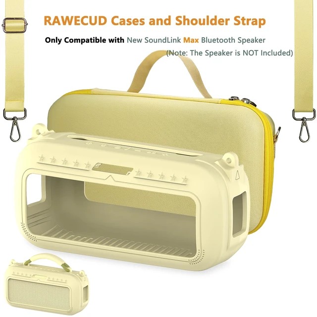 Alt view image 3 of 7 - Protective Case for Bose SoundLink Max Portable Bluetooth Speaker Accessories Hard Carrying Case and Silicone Cover Combo with Carrying Strap (Citrus Yellow)