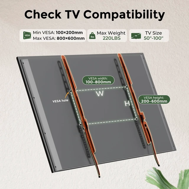 Alt view image 4 of 7 - Fixed TV Wall Mounts- Low Profile TV Bracket Mounts for Most 50-100" LED/LCD Flat Screen TVs, 0.63''Ultra Slim, Max.VESA 800X600, Up to 220lbs Capacity