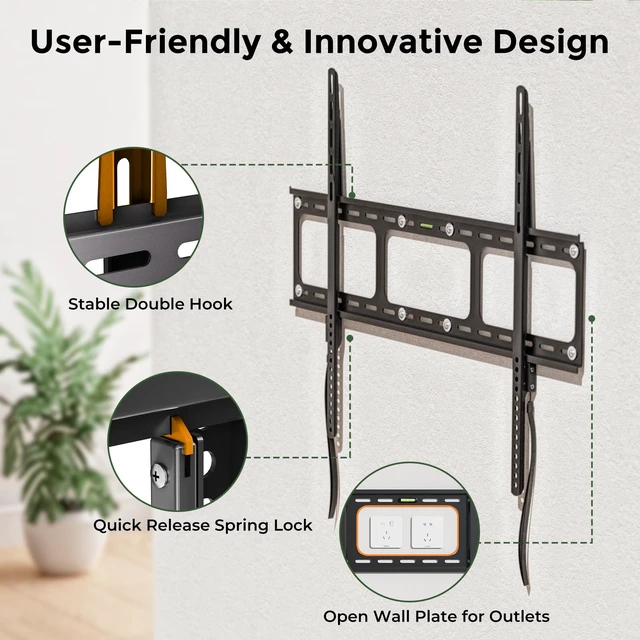 Alt view image 6 of 7 - Fixed TV Wall Mounts- Low Profile TV Bracket Mounts for Most 50-100" LED/LCD Flat Screen TVs, 0.63''Ultra Slim, Max.VESA 800X600, Up to 220lbs Capacity