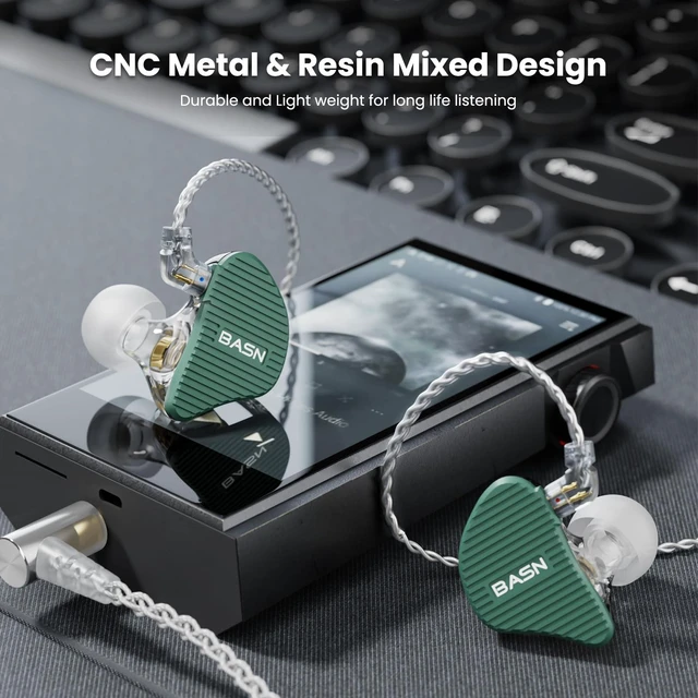 Alt view image 5 of 7 - Mix-PD in Ear Monitor,Planar Driver+Dynamic Driver 2-Pin Cable,Green Two Mixed Drivers IEM with CNC Crafted Metal Cover, Wired Detachable 0.78mm 2-Pin Silver Plated OFC Cable for Musicians