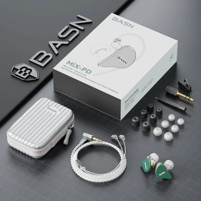 Alt view image 7 of 7 - Mix-PD in Ear Monitor,Planar Driver+Dynamic Driver 2-Pin Cable,Green Two Mixed Drivers IEM with CNC Crafted Metal Cover, Wired Detachable 0.78mm 2-Pin Silver Plated OFC Cable for Musicians