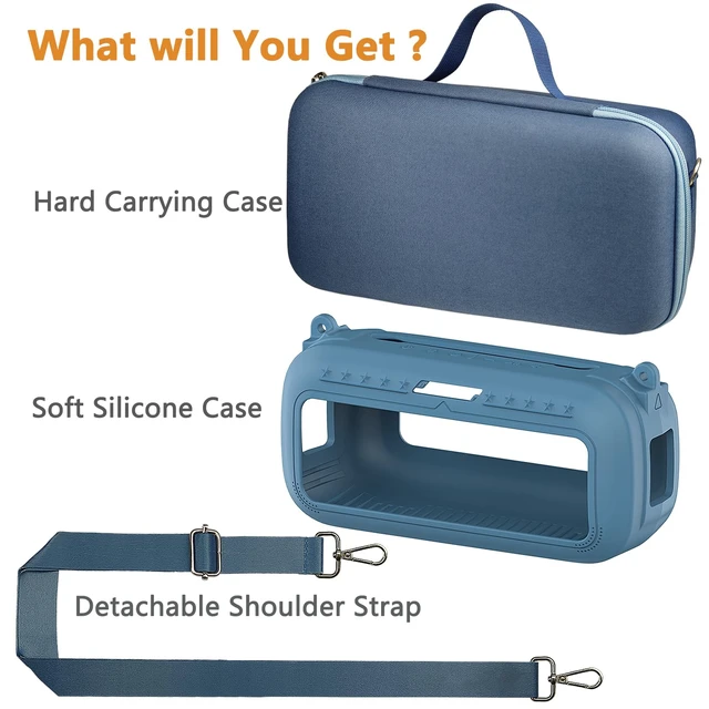 Alt view image 2 of 7 - Protective Case for Bose SoundLink Max Portable Bluetooth Speaker Accessories Hard Carrying Case and Silicone Cover Combo with Carrying Strap (Blue Dusk)