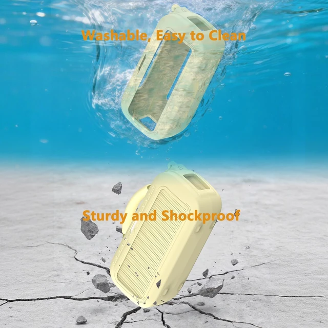 Alt view image 7 of 7 - Protective Case for Bose SoundLink Max Portable Bluetooth Speaker Accessories Hard Carrying Case and Silicone Cover Combo with Carrying Strap (Citrus Yellow)