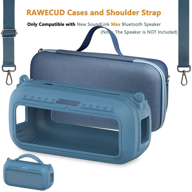 Alt view image 3 of 7 - Protective Case for Bose SoundLink Max Portable Bluetooth Speaker Accessories Hard Carrying Case and Silicone Cover Combo with Carrying Strap (Blue Dusk)