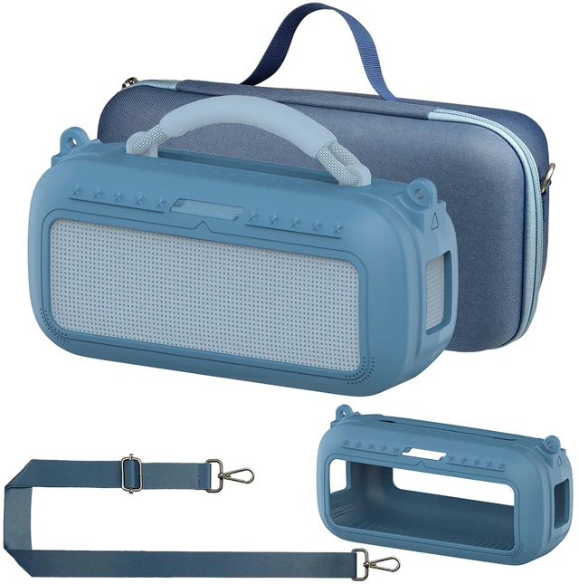 Main image of Protective Case for Bose SoundLink Max Portable Bluetooth Speaker Accessories Hard Carrying Case and Silicone Cover Combo with Carrying Strap (Blue Dusk)