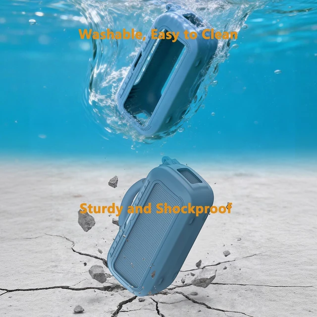 Alt view image 7 of 7 - Protective Case for Bose SoundLink Max Portable Bluetooth Speaker Accessories Hard Carrying Case and Silicone Cover Combo with Carrying Strap (Blue Dusk)
