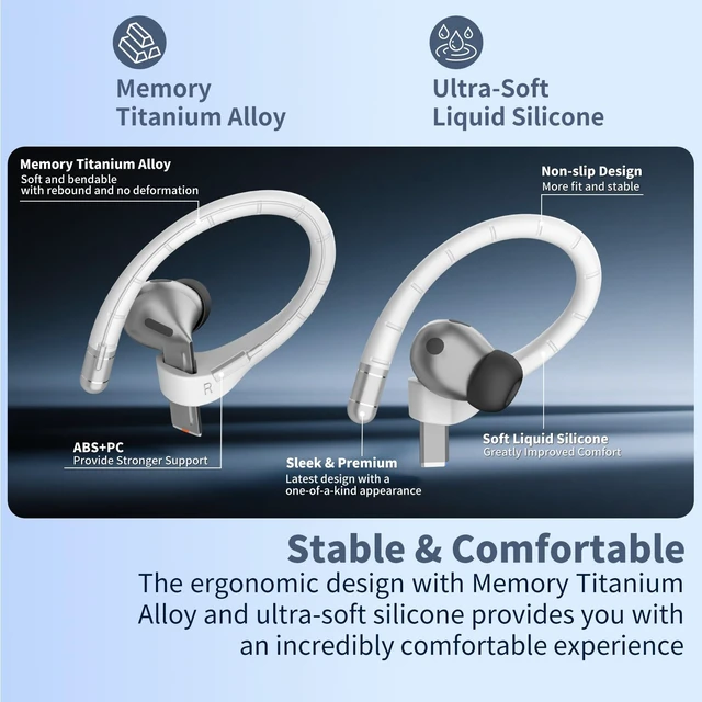 Alt view image 3 of 7 - Anti-Slip Ear Hooks for Galaxy Buds 3 Pro (2024) & Galaxy Buds 3 FE (2025), Comfortable Fit Sports Anti-Loss Memory Titanium Alloy Ear Hooks Compatible for Samsung Buds 3 Earbuds w/Lanyard, White