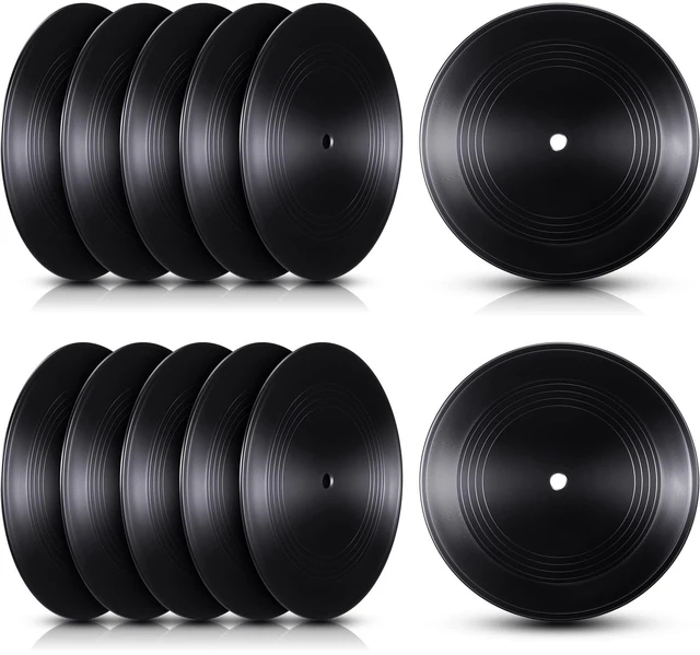 Main image of 48 Pieces Blank Vinyl Records 7 Inch Black Vinyl Cd Fake Albums Record for Vintage Room Wall Aesthetic Retro Decor Discos Music Rock Hippie DIY Craft Project Gift Party Wedding Birthday