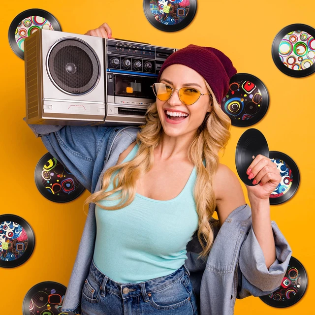 Alt view image 3 of 7 - 48 Pieces Blank Vinyl Records 7 Inch Black Vinyl Cd Fake Albums Record for Vintage Room Wall Aesthetic Retro Decor Discos Music Rock Hippie DIY Craft Project Gift Party Wedding Birthday