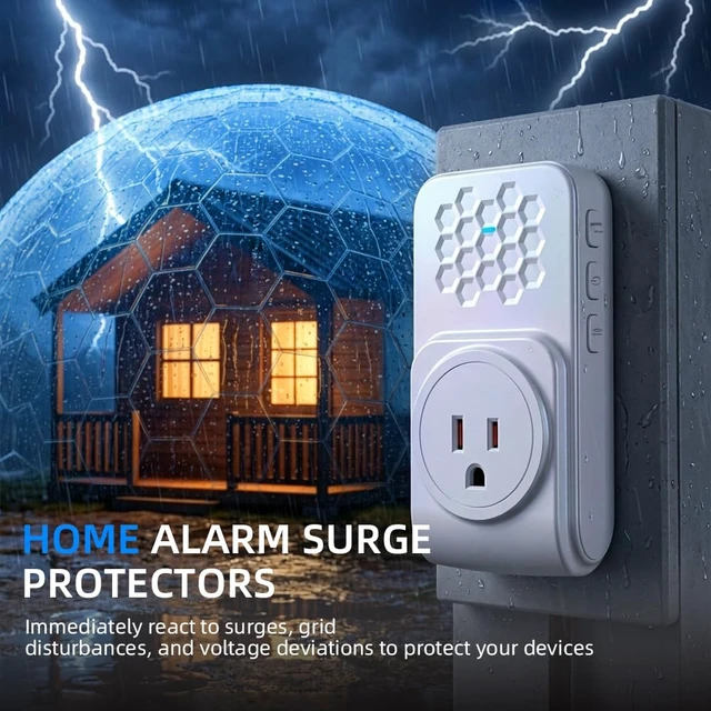 Alt view image 2 of 7 - Surge Protector for Home Appliances, 1800J Single Outlet Wall Mount with Audible Alarm & Voltage Delay Recovery, Over/Under Voltage Cut-Off, 15A 1800W Heavy Duty Plug for Refrigerator, Freezer, PC
