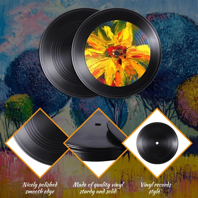 Alt view image 7 of 7 - 48 Pieces Blank Vinyl Records 7 Inch Black Vinyl Cd Fake Albums Record for Vintage Room Wall Aesthetic Retro Decor Discos Music Rock Hippie DIY Craft Project Gift Party Wedding Birthday