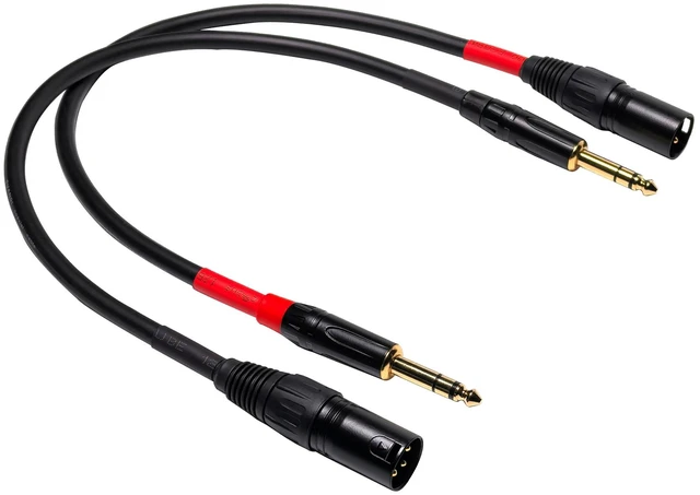 Main image of 1/4 Inch to 3-pin XLR Cable, 6.35mm Quarter inch TRS Male to XLR Male Microphone Balanced Cable (1FT)