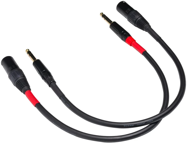 Alt view image 2 of 7 - 1/4 Inch to 3-pin XLR Cable, 6.35mm Quarter inch TRS Male to XLR Male Microphone Balanced Cable (1FT)