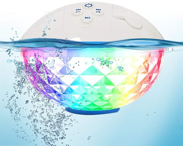 Main image of Floating Pool Speaker w/Colorful Lights, Portable Wireless Pool Speaker Bluetooth Waterproof IP68, Built-in Mic & Crystal Clear Sound Floating Hot Tub Speakers for Pools Party Outdoor (White)