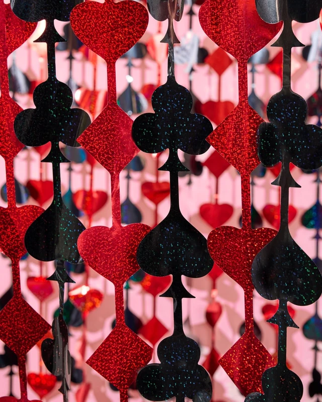 Alt view image 4 of 7 - 2pk Red Black Casino Curtain Vegas Poker Bachelorette Party Party Decorations, Set of 2, Card Game, Bachelorette Supplies, Birthday Photo Booth, Party Backdrop
