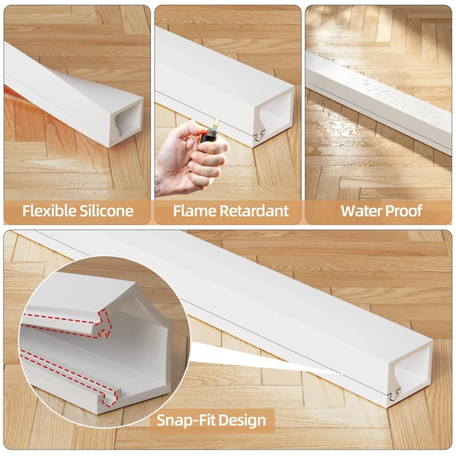 Alt view image 4 of 7 - 78inch Silicone Single Cord Hider for Wall,Dia.<3/8",Flexible Mini Cord Cover Raceway with Side Slot,Small Wire Concealer for One Cable-Cuttable & Bendable,Child & Pet Safe,White