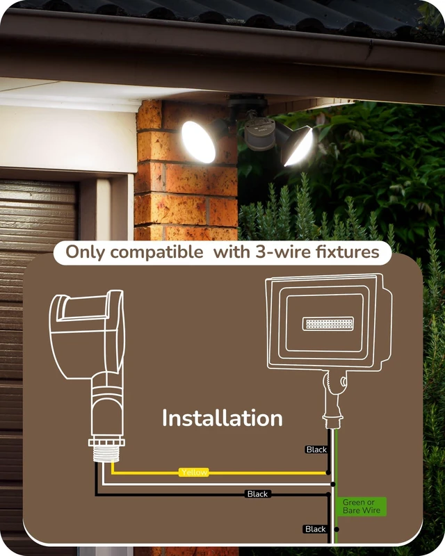 Alt view image 7 of 7 - 180° Motion Sensor, Adjustable Time/Range to 60FT, 3 Modes, Brown Replacement PIR Montion Detector, Adjustable Sensor Neck & Delay Time, Compatible with Security Floodlights, UL Listed