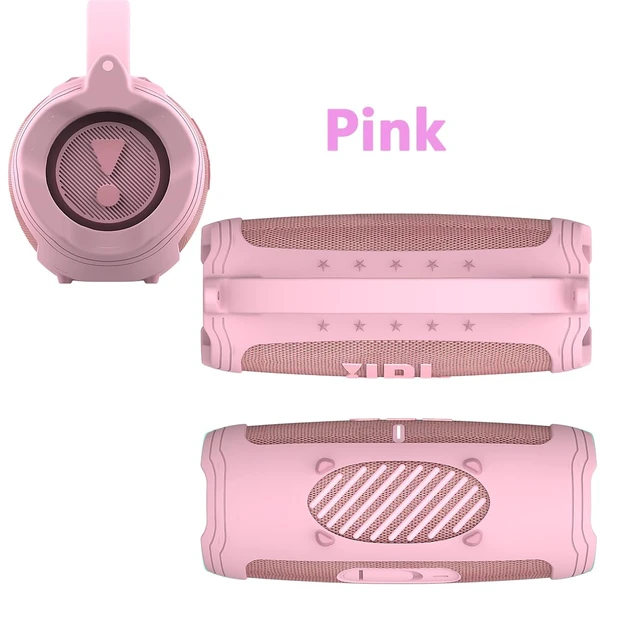 Alt view image 4 of 6 - Silicone Cover Case for JBL Charge 5 Portable Bluetooth Speaker Protective Skin Holder for JBL Charge 5 Speaker Accessories, NOT Fit Wi-Fi Version (Pink Case)