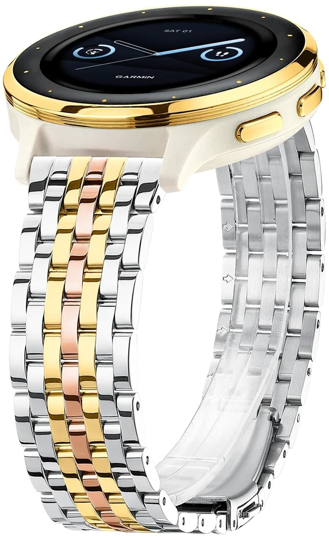 Main image of 18mm Dressy Watch Bands for Garmin Venu 2s Venu 3s Venu 4 (41mm) Vivoactive 4s Vivoactive 3s Forerunner 255S / 255S Music Forerunner 265S, 18mm Stainless Steel Watch Bands for Garmin Watch for Women
