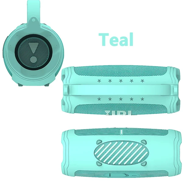 Alt view image 4 of 6 - Silicone Cover Case for JBL Charge 5 Portable Bluetooth Speaker Protective Skin Holder for JBL Charge 5 Speaker Accessories, NOT Fit Wi-Fi Version (Teal Case)